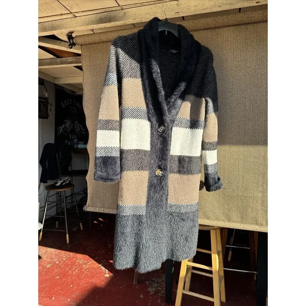 Anthropologie Current Air Cardigan Sweater Womens Size XS Brown Black Wool